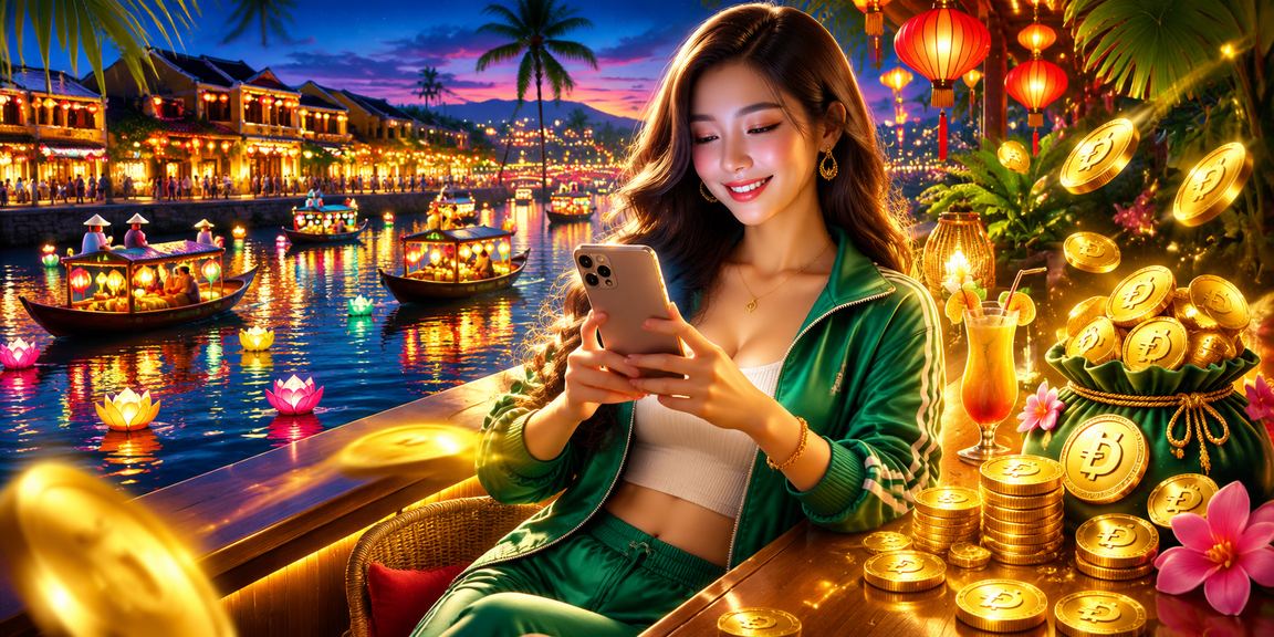 Không khí lễ hội Tết Hội An với đèn lồng rực rỡ và hoạt động nạp tiền nhận thưởng